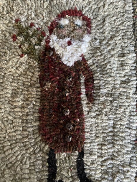 Itty Bitty Santa, a Hand Hooked Rug by Jennifer McKelvie