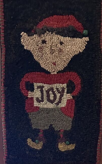 Joyful Elf, a Hand Hooked Rug by Jennifer McKelvie